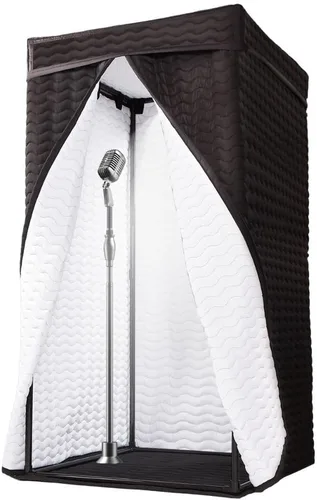 Miniatura 12 de Cabina vocal portátil para estudio en casa, cabina de grabación sin eco para voz en off, podcast y canto, aislamiento de reverberación de 360°