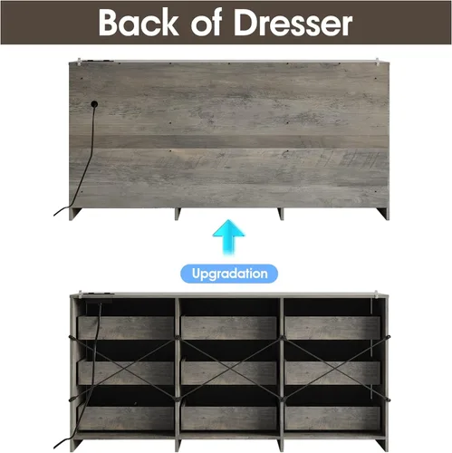 Miniatura 3 de Fameill - Cómoda para dormitorio, organizador de 9 cajones con estación de carga, cómoda alta para pasillo, cómoda de madera con tiradores de metal