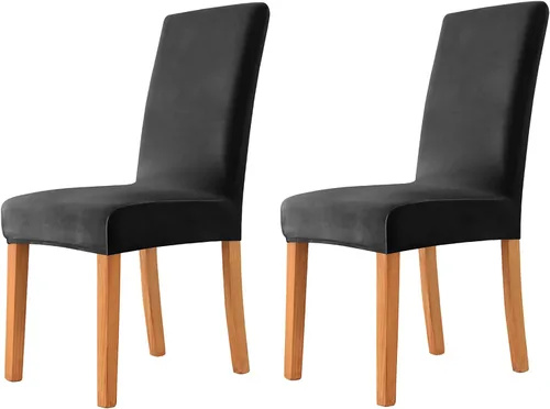 Miniatura 26 de Velvet Chair Covers Beige Gray, Stretch Dining Room Chair Covers 2 Pack, Super Fit Dining Chairs Slipcovers Spandex Washable Kitchen Parson Chair