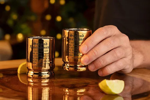 Miniatura 4 de Vasos de chupito de cerámica de latón 2A 50 Cal - Juego de 2 - Grabado 2A