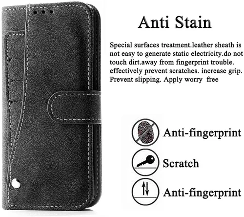 Miniatura 5 de Asuwish Funda tipo cartera para LG Phoenix 2/K8 2016/Escape 3/K350N, funda de cuero de lujo para teléfono con ranura para tarjeta de crédito, Negro