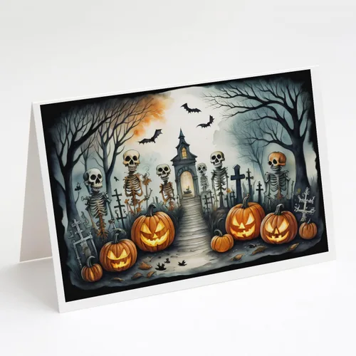 Miniatura 77 de Caroline's Treasures DAC2223GCA7P - Tarjetas de felicitación y sobres de Halloween espeluznantes de gato negro, paquete de 8 tarjetas en blanco