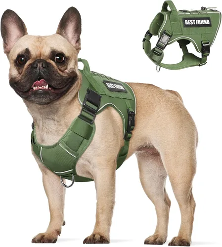 Miniatura 19 de Arnés Táctico para Perros Talla Pequeña, Sin Tirones Chaleco Militar para Perros con Asa, Arnés Reflectante de Servicio Pesado para Mascotas