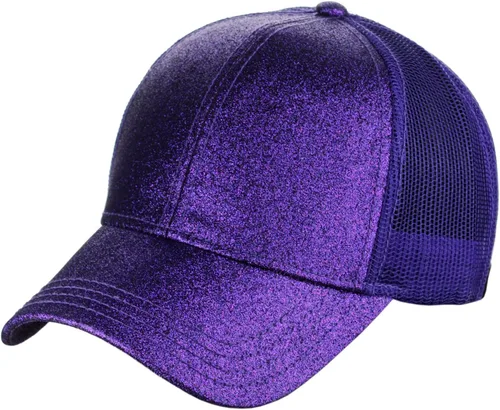 Miniatura 3 de C.C - Gorra de béisbol con diseño para cola de caballo, ajustable, con malla y brillantina