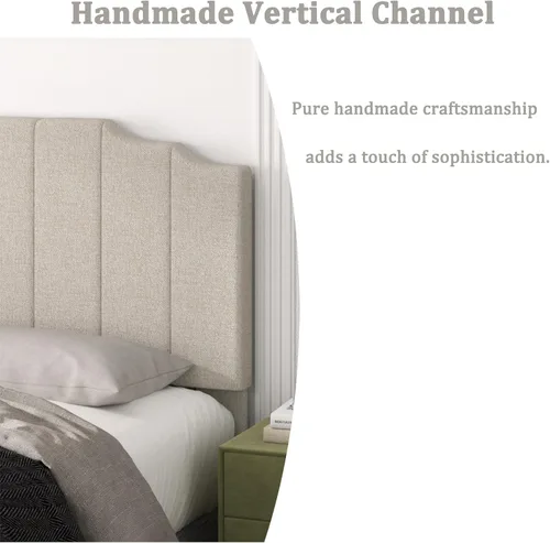 Miniatura 6 de Befurtori Cabecera tamaño Queen solamente, cabecera de lino para montar en la pared tamaño Queen/Full para cama ajustable, diseño moderno de canal