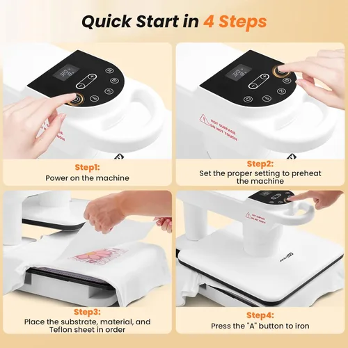 Miniatura 8 de AKEYDIY Prensa de calor de 15 x 15, máquina de prensa de calor automática de doble estación para camisetas, prensa digital de sublimación