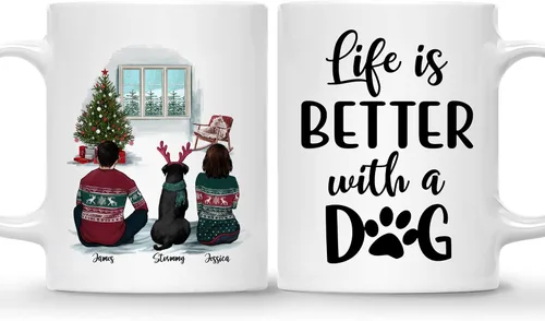 Miniatura 18 de Taza Personalizada de Gossby para Perros - La vida es mejor con perros (2 hombres - 2 perros) - Taza de perro personalizable para papás de perros