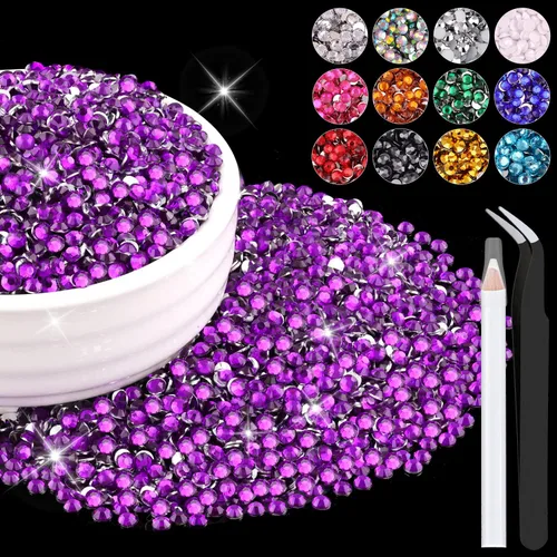Miniatura 38 de 12000 diamantes de imitación de resina de 0.079 pulgadas a granel para manualidades (transparente), cristales deslumbrantes con parte trasera plana