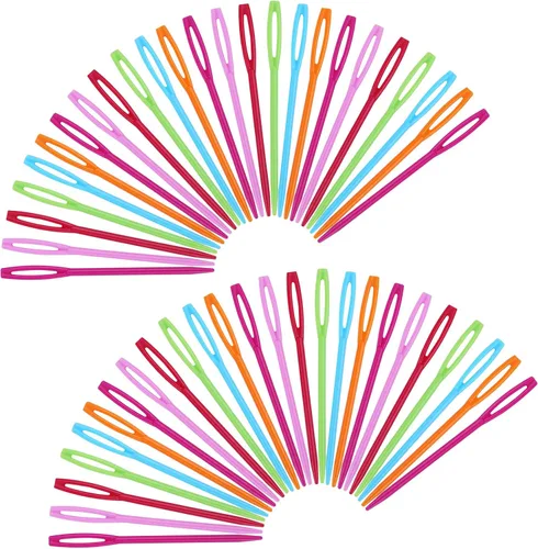 50 agujas de tejer, agujas de hilo de plástico de 2.75 pulgadas, suministros de costura, agujas de plástico para hilo, manualidades, costura hecha a