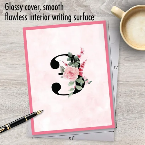 Miniatura 3 de NobleWorks Tarjeta de felicitación de aniversario Jumbo 3rd Milestone de 8.5 x 11 pulgadas con sobre para hombres, mujeres (1 unidad) Floral Couple