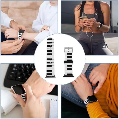 Miniatura 3 de Correas de reloj de silicona musicales con piano musical, compatibles con Apple Watch, correa de reloj de liberación rápida para iWatch Series 8, 7