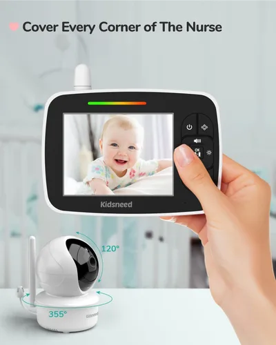 Miniatura 6 de Monitor de bebé – Monitor de bebé de 3.5 pulgadas con cámara y audio, panorámica remota/inclinación/zoom, batería de 1200 mAh