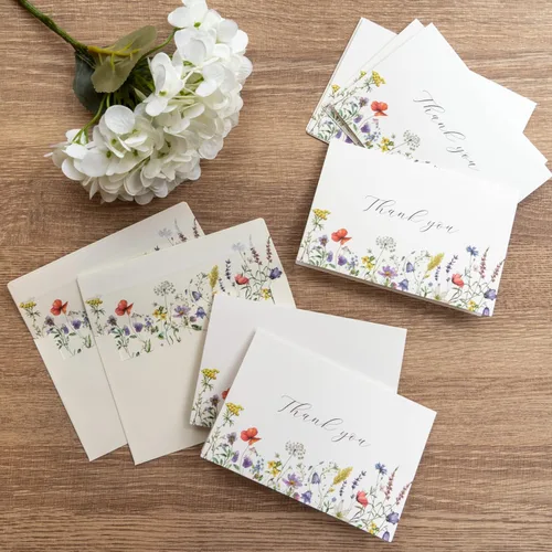 Miniatura 6 de Gooji Tarjetas de agradecimiento florales de verano 4 x 6 con sobres (paquete de 20 sobres a granel) a juego, flores silvestres, bodas, notas