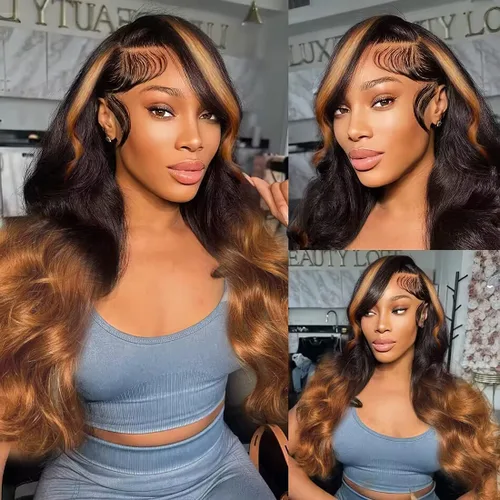 Miniatura 37 de BAIICS Pelucas de cabello humano rubio miel con encaje frontal transparente HD de 13 x 6 pulgadas, peluca frontal de encaje transparente HD 12A