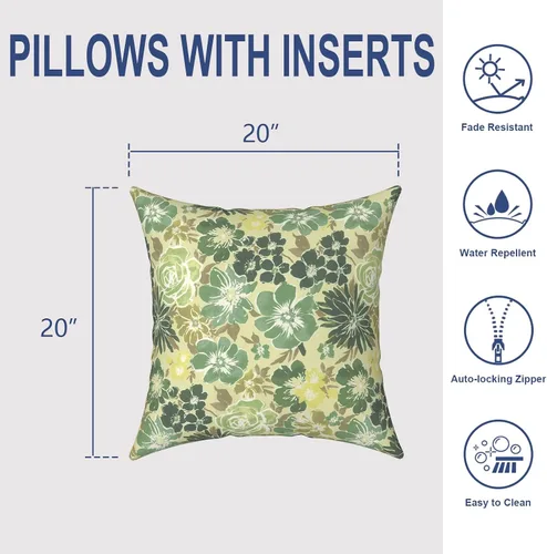 Miniatura 53 de Juego de 2 almohadas para exteriores de 16 x 16 pulgadas, repelentes al agua con interiores, para muebles de patio, hogar, jardín, geometría bohemia