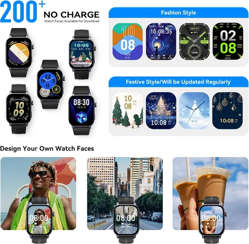 Miniatura 4 de Reloj inteligente (respuesta/hacer llamadas), reloj inteligente con pantalla AMOLED curva de 2.1 pulgadas para hombres y mujeres, rastreadores