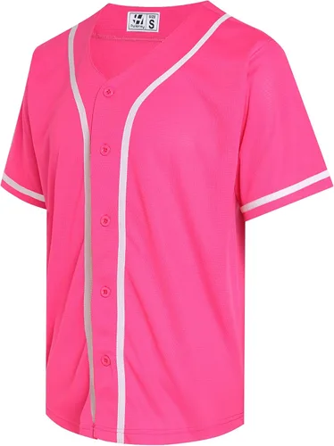 Miniatura 15 de Pullonsy Camiseta de béisbol en blanco para hombres y mujeres, camisas de manga corta con botones completos, hip hop, hipster, uniformes deportivos