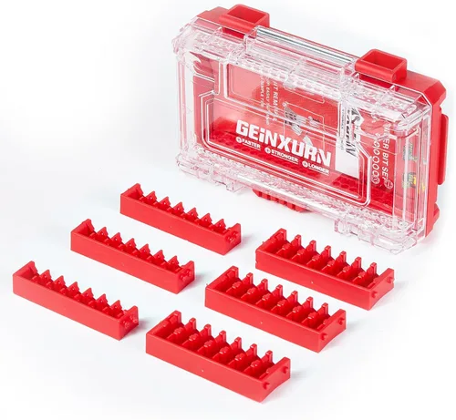 Geinxurn Caja de almacenamiento roja de 1 pieza, caja de piezas pequeñas con divisor desmontable, caja de juego de brocas de destornillador
