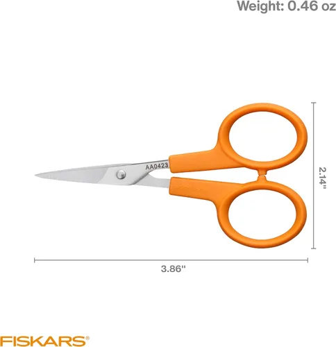 Miniatura 5 de Fiskars Tijeras con mango naranja de corte recto, hojas de acero inoxidable, mango ambidiestro de doble asa