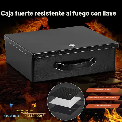 Miniatura 4 de KYODOLED Caja de documentos ignífuga con cerradura de llave, caja de almacenamiento grande y segura para objetos de valor, caja de seguridad