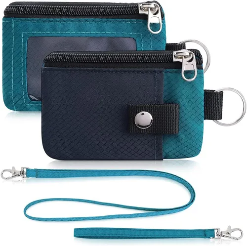 Miniatura 32 de Artpaxy Cartera minimalista para hombres y mujeres, llavero con bloqueo RFID, con cremallera, pequeña cartera con ventana de identificación, 2