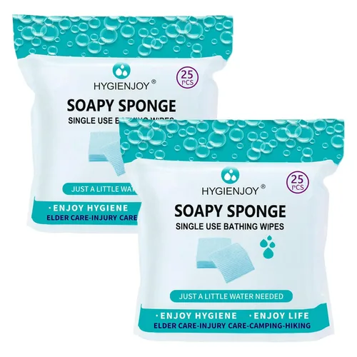 Miniatura 12 de HYGIENJOY Toallitas de limpieza para la piel (75 unidades, 3 paquetes) – Esponja de baño sin enjuague para adultos, extra gruesa, sin residuos