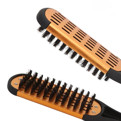 Miniatura 5 de Cepillo para el cabello, pinzas para el cabello, elasticidad de resorte, alisador de cabello, suave, transpirable, doble cara, cepillo plano