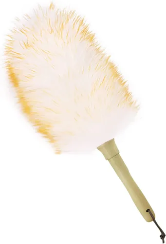 Miniatura 17 de Plumero de lana de cordero de 16 pulgadas de largo, mango de madera maciza, correa para colgar de cuero para limpiar ventiladores de techo, Marrón