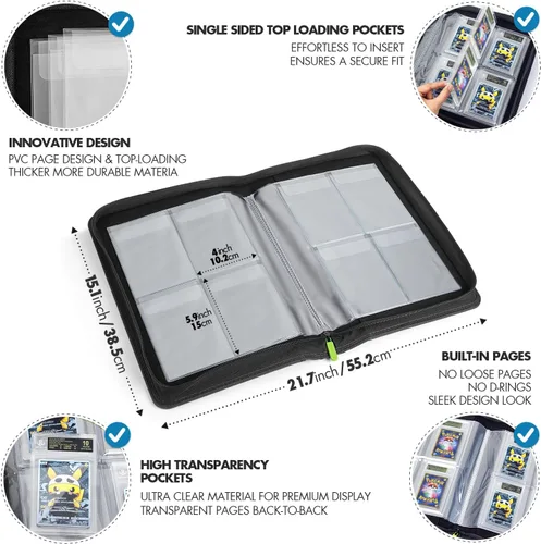 Miniatura 3 de FunGuys Carpeta para Tarjetas Graduadas – Carpeta de 4 Bolsillos para Slabs para PSA, BGS, SGC y Todas las Tarjetas Graduadas, Álbum