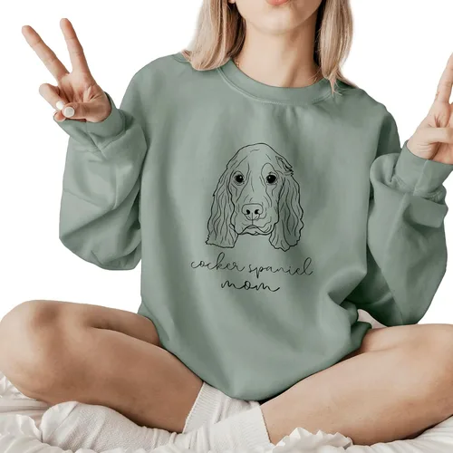 Miniatura 5 de Cocker Spaniel Mama Women's Long Sleeve Crewneck Cocker Spaniel Dog mom Sweatshirt Cocker Spaniel Puppy Print Graphic Shirts Pullover Tops