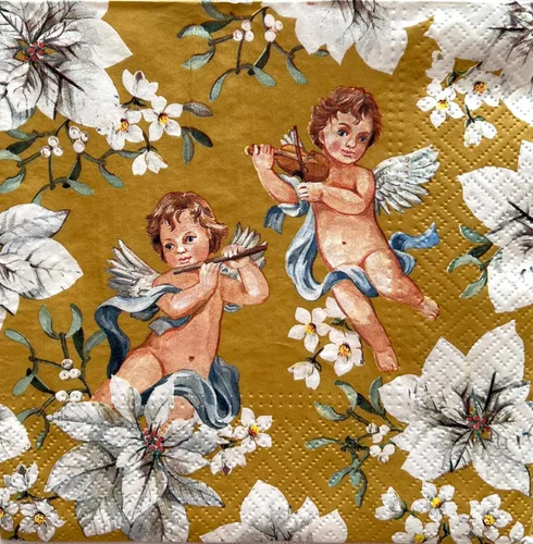 AM Décor - 20 servilletas de papel de 3 capas de 3 capas para cenas de vacaciones, decoupage decorativo, 13 x 13 pulgadas (desplegadas) (ángeles en