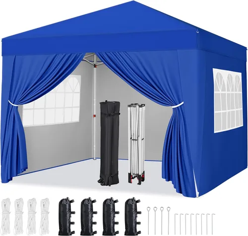 Miniatura 19 de Yaheetech Toldo desplegable de 10 x 10 pies con 4 paredes laterales extraíbles, tienda instantánea cerrada portátil, tienda de campaña impermeable