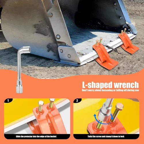 Miniatura 5 de Protector de cubo de tractor (versión mejorada), 2 protectores de borde de esquí, protector de deslizamiento de domador de césped con tuercas