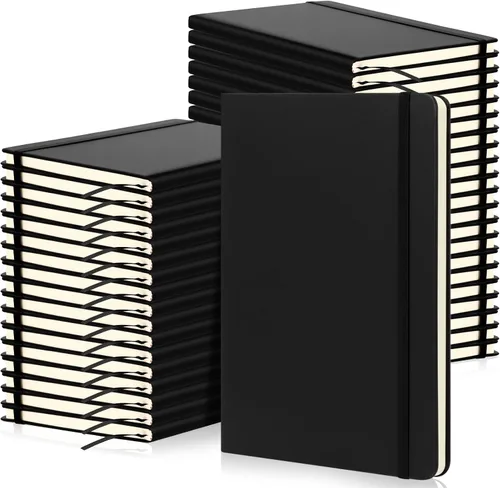 Miniatura 15 de Honoson 20 Pack Lined Journal Notebooks A5 Hardcover Executive Notebook 5.5" x 8.3" PU Leather Wide Ruled Journals Bulk with Elastic Band for Home
