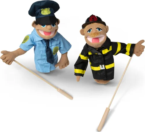 Miniatura 4 de Melissa & Doug - Paquete de marionetas, oficial de policía y bomberos