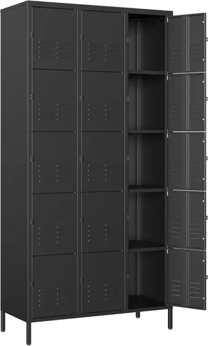 Miniatura 11 de Casillero de Metal para el Hogar, Vestidor, Gimnasio, Casilleros de Almacenamiento de Acero de 65.98" para Empleados, Gabinete con Cerradura con 1