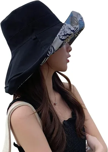Miniatura 6 de Sombreros reversibles florales para el sol, protección UV, con protección UPF y ala ancha y correa de barbilla para mujer
