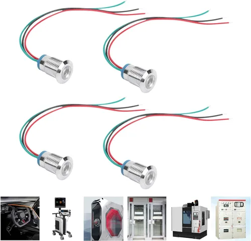 Miniatura 6 de Marhynchus 4 juegos de luces indicadoras LED precableadas LED redondas, impermeables, luz de 2 colores, electrodo de ánodo común de 12-24 V 0.472 in