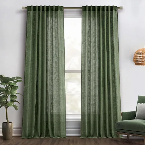 Miniatura 12 de MIULEE Cortinas de lino natural de 84 pulgadas de largo 2 paneles, con pestaña trasera con cinta plisada, cortinas de textura de lino suave y gruesa