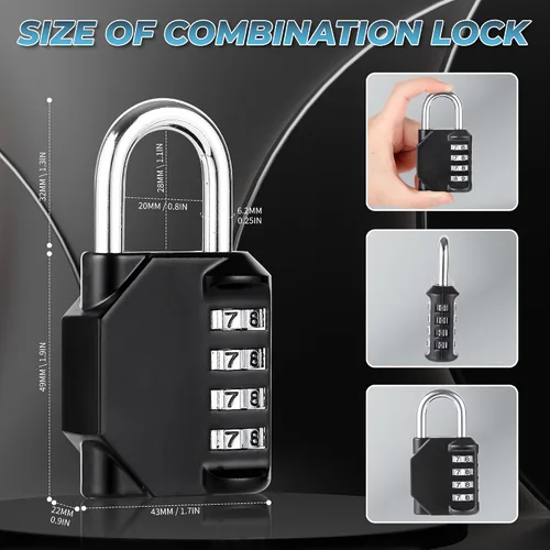 Miniatura 2 de Candado de combinación, cerradura de 4 dígitos, cerradura de casillero reiniciable, resistente, impermeable