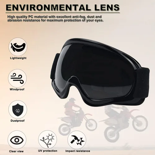 Miniatura 4 de Gafas de Dirt Bike para Niños Resistentes a Impactos Ajustables para Jóvenes ATV Motocicleta Todoterreno Conducción Motocross Carreras Ciclismo Negro