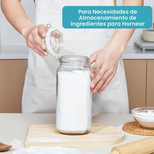 Miniatura 4 de Vtopmart Tarros de vidrio para almacenamiento de alimentos de 78 onzas con tapas de abrazadera herméticas, paquete de 3 recipientes grandes