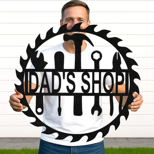 Miniatura 23 de Letrero de metal personalizado para garaje, arte de pared personalizado para hombres, decoración de taller mecánico con nombre, decoración