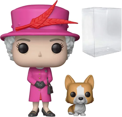 POP The Royal Family - Figura de vinilo de la reina Isabel II con Corgi Funko Pop! (incluye funda protectora de caja pop), multicolor, 3.75 pulgadas