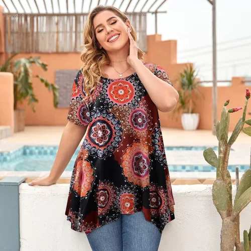 Miniatura 4 de LARACE - Camiseta tipo túnica con vuelo para mujer, de ajuste suelto y cómodo, favorecedora a la silueta