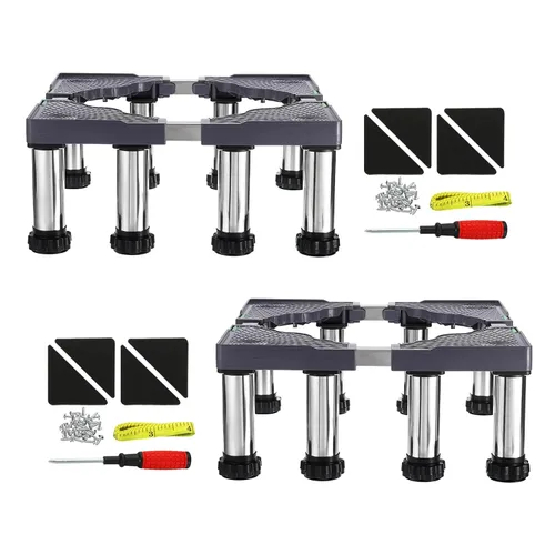 Miniatura 12 de PATIKIL Mini soporte para nevera, 8 pies fuertes, base de soporte de lavandería, bandeja de base ajustable multifuncional, antivibración