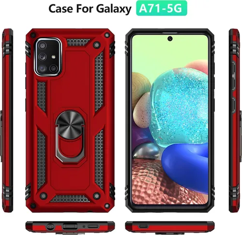 Miniatura 3 de Funda para Samsung A71 5G, Galaxy A71 5G, funda PUSHIMEI de grado militar resistente con protector de pantalla HD, anillo magnético con soporte