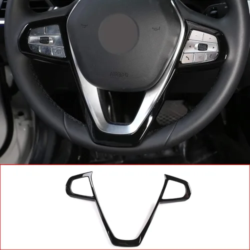 Miniatura 5 de Cubierta del marco del volante de automóvil ABS para BMW Serie 3 Serie 5 Serie 7 Serie 6 GT X3 X5 X7 G01 G05 G07 G20 G30 G11 Luxury 2019-2020 Negro