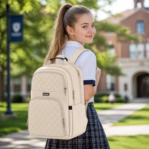 Miniatura 2 de Mochila Kuosdaz para Mujeres, Beige, 15,6 pulg.