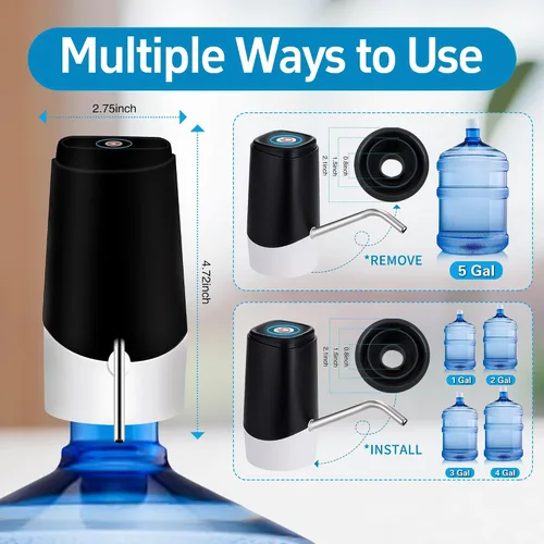 Miniatura 2 de Korser Dispensador de Agua de 5 Galones, Bomba de Jarra de Agua Automática Portátil, Bomba de Agua Eléctrica para Botellas con Interruptor y Carga